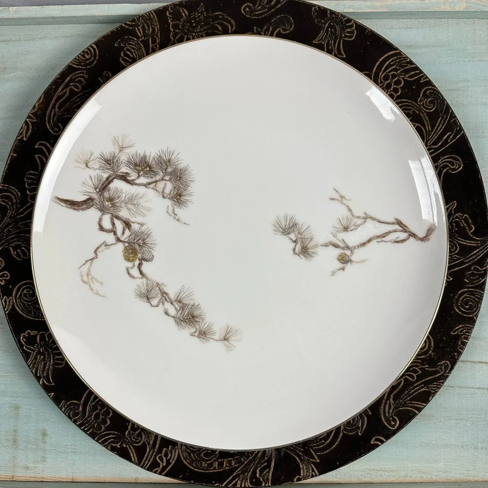 PIER 1 charger plates in burnished brown with gold embossing - Set of 6